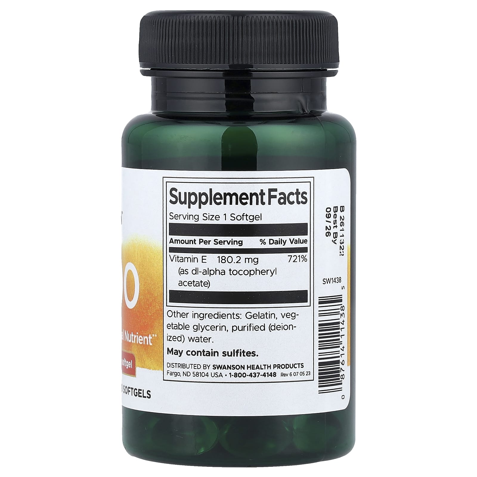 Swanson, Vitamin E-400, 180.2 mg (400 IU), 60 Softgels