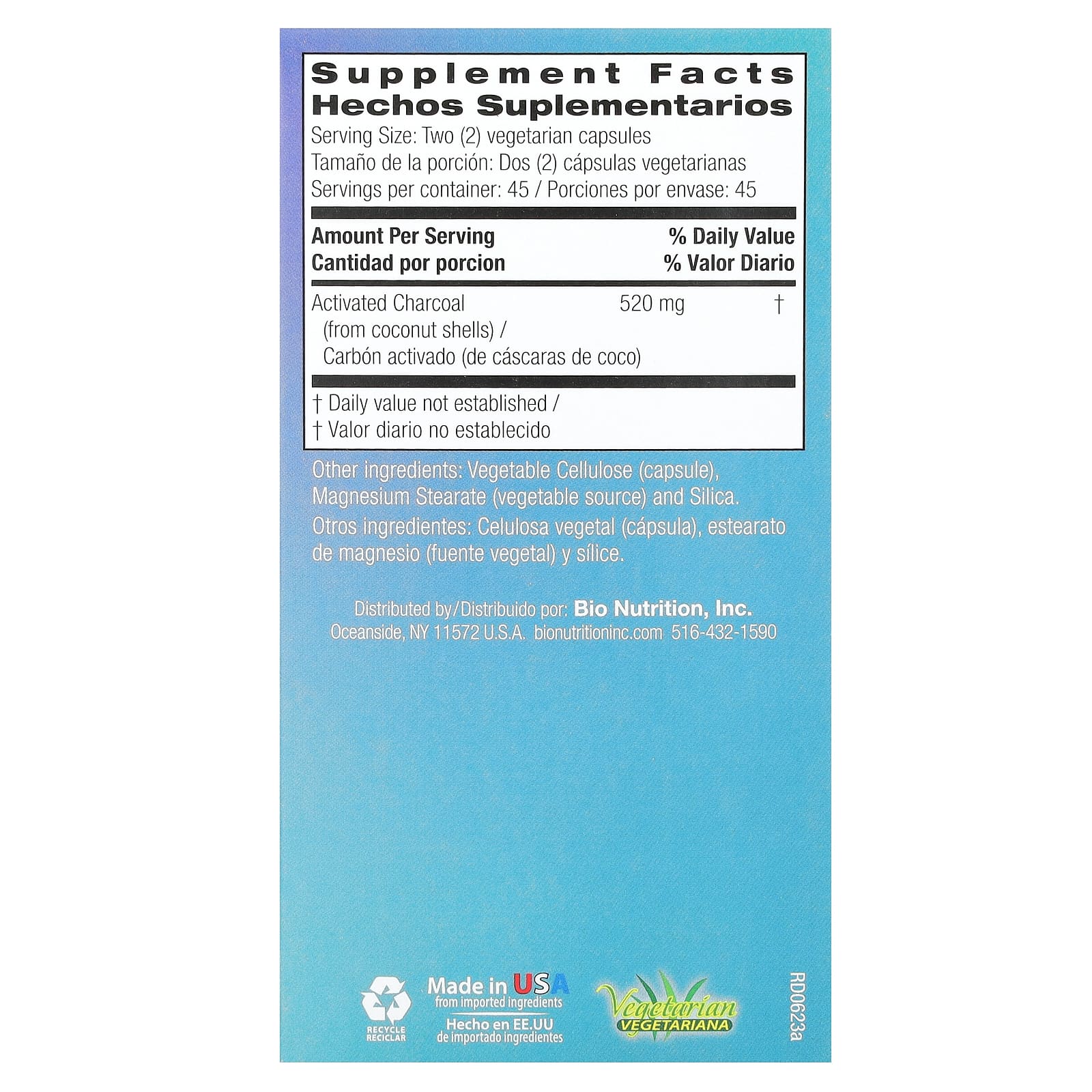 io Nutrition, Activated Coconut Charcoal, 90 Vegetarian Capsules (260 mg per Capsule)