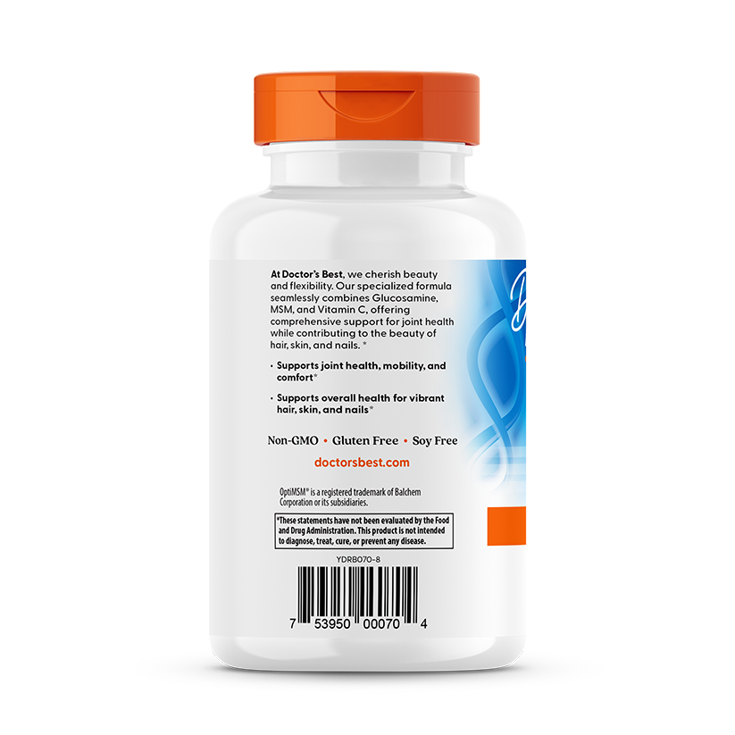 Doctor's Best Synergistic Glucosamine MSM Formula with OptiMSM, 180 Capsules