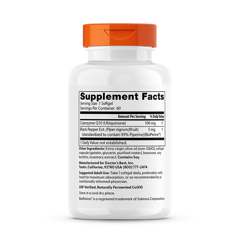 Doctor's Best High Absorption CoQ10 with BioPerine, 100 mg, 60 Softgels