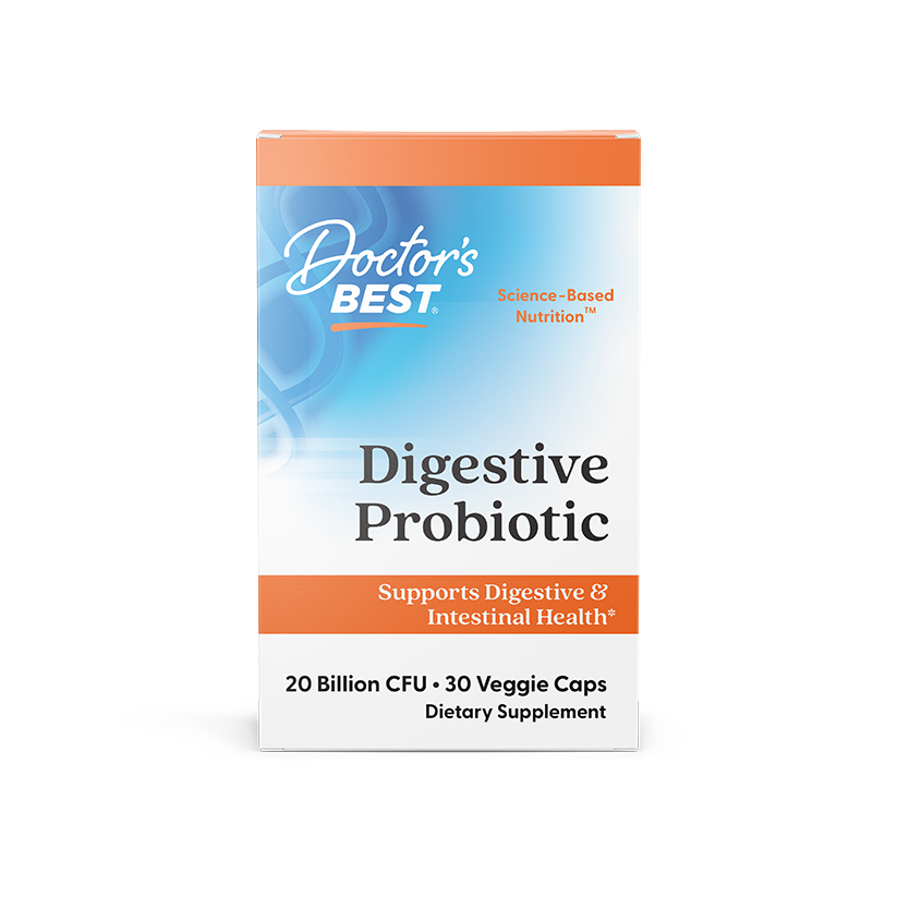 Doctor's Best Digestive Probiotic with Howaru, 20 Billion CFU, 30 Veggie Caps
