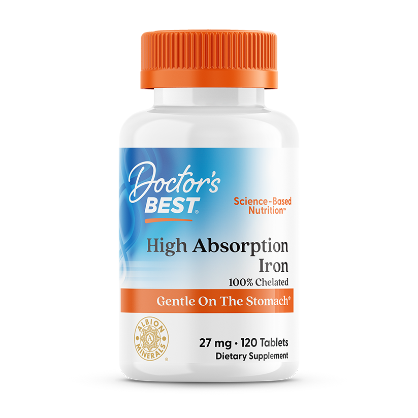 Doctor's Best High Absorption Iron with Ferrochel, 27 mg, 120 Tablets