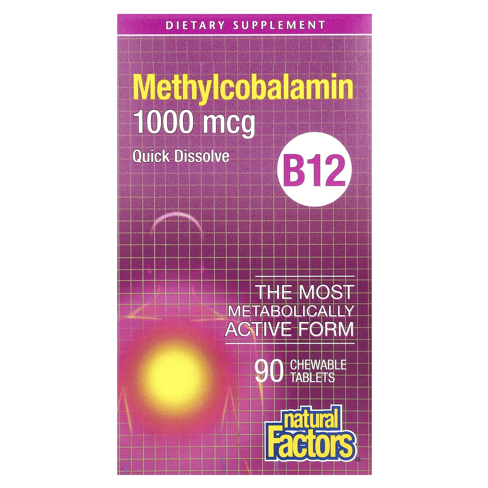 Natural Factors, B12, Methylcobalamin, 1,000 mcg, 90 Chewable Tablets