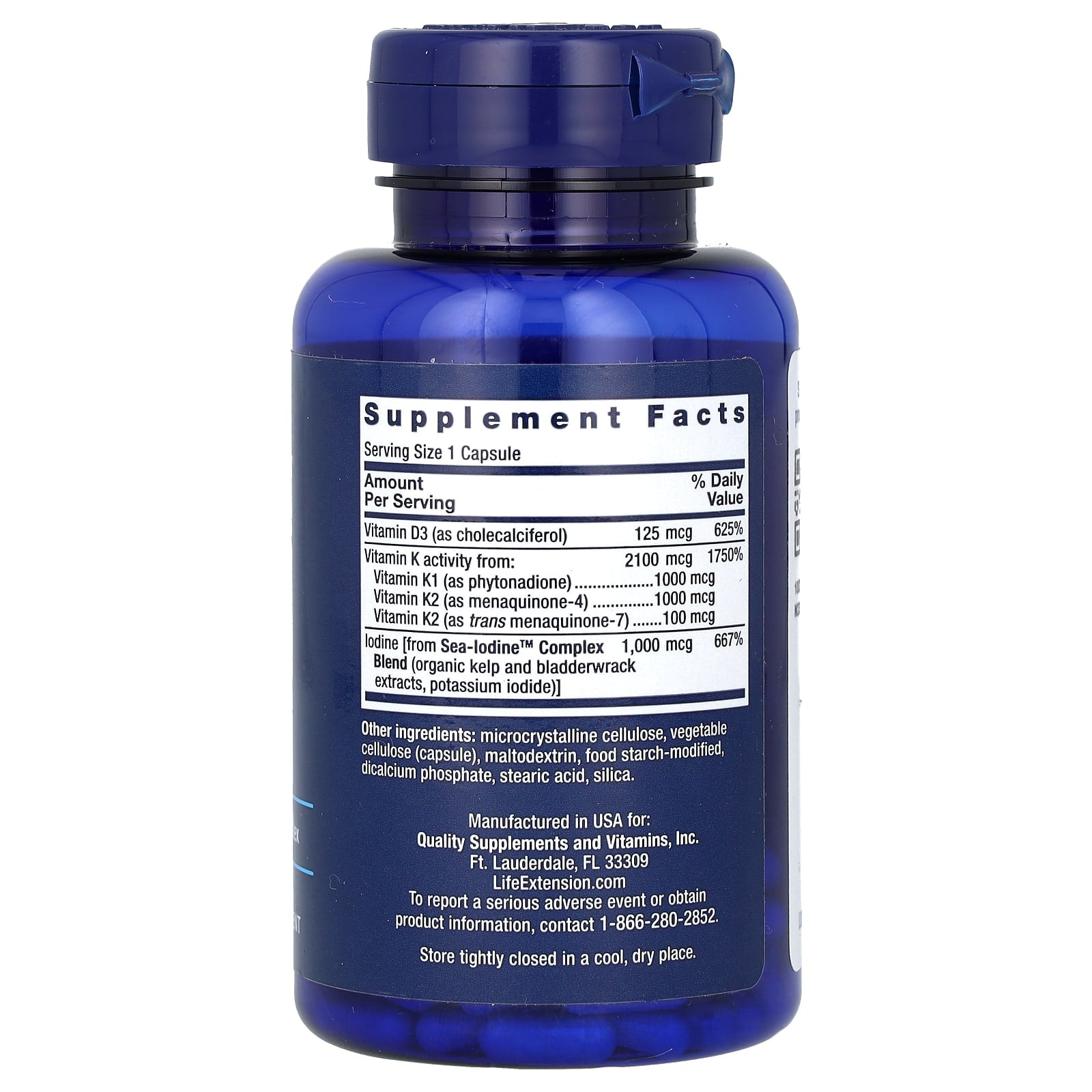 Life Extension, Vitamins D and K with Sea-Iodine, 60 Capsules