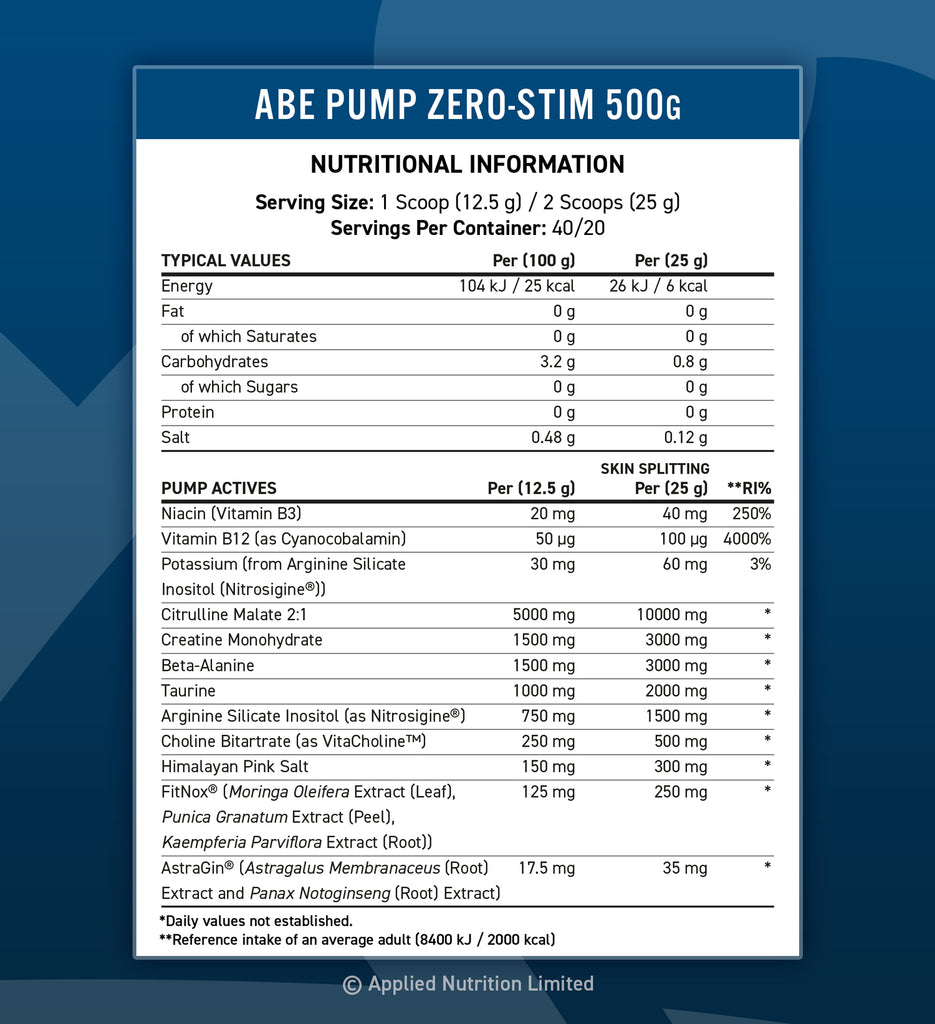 Applied Nutrition ABE Pump - Zero Stim Pre-Workout (500g)