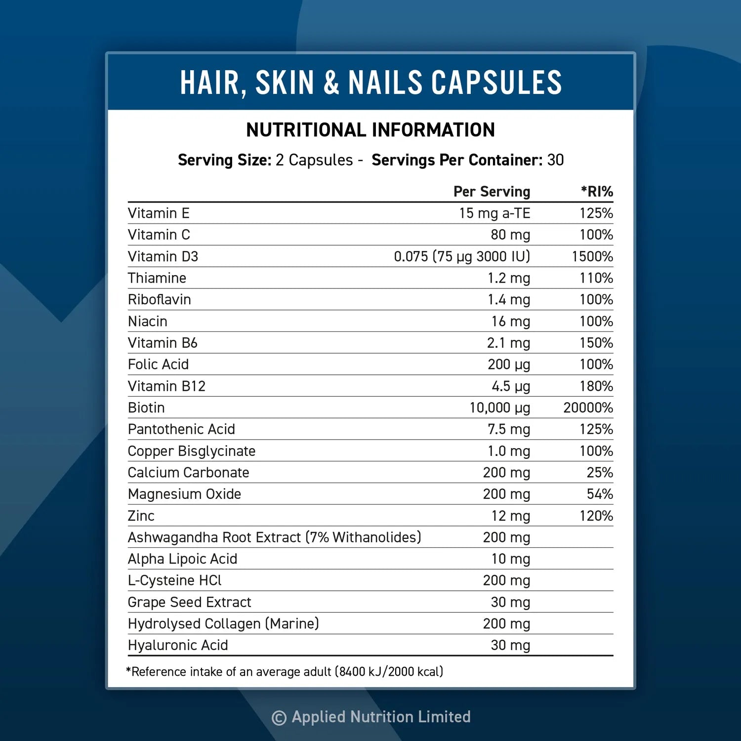 Applied Nutrition Hair Skin and Nails Capsules