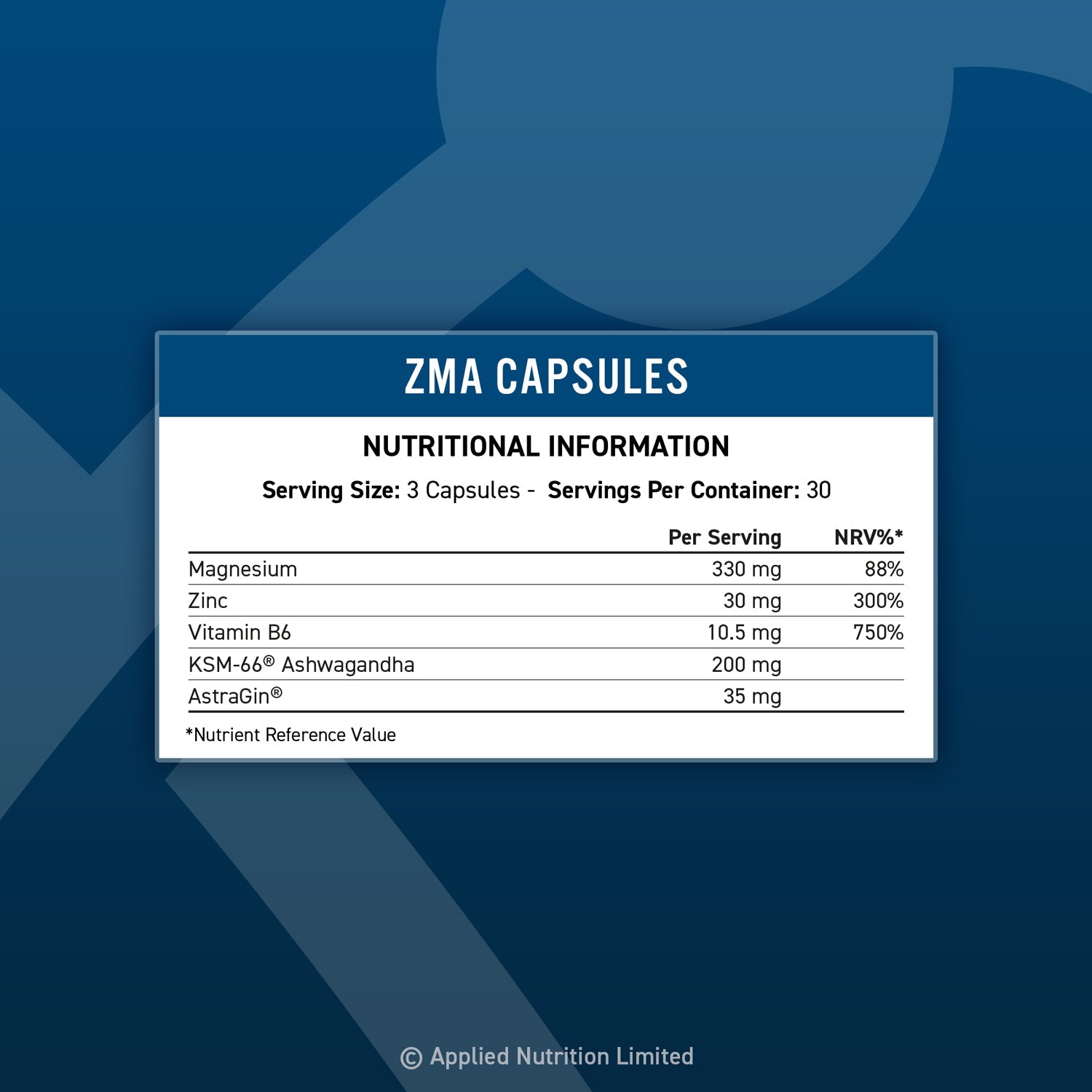 Applied Nutrition Zinc, Magnesium & Vitamin B6 Capsules With Ashwagandha (ZMA)